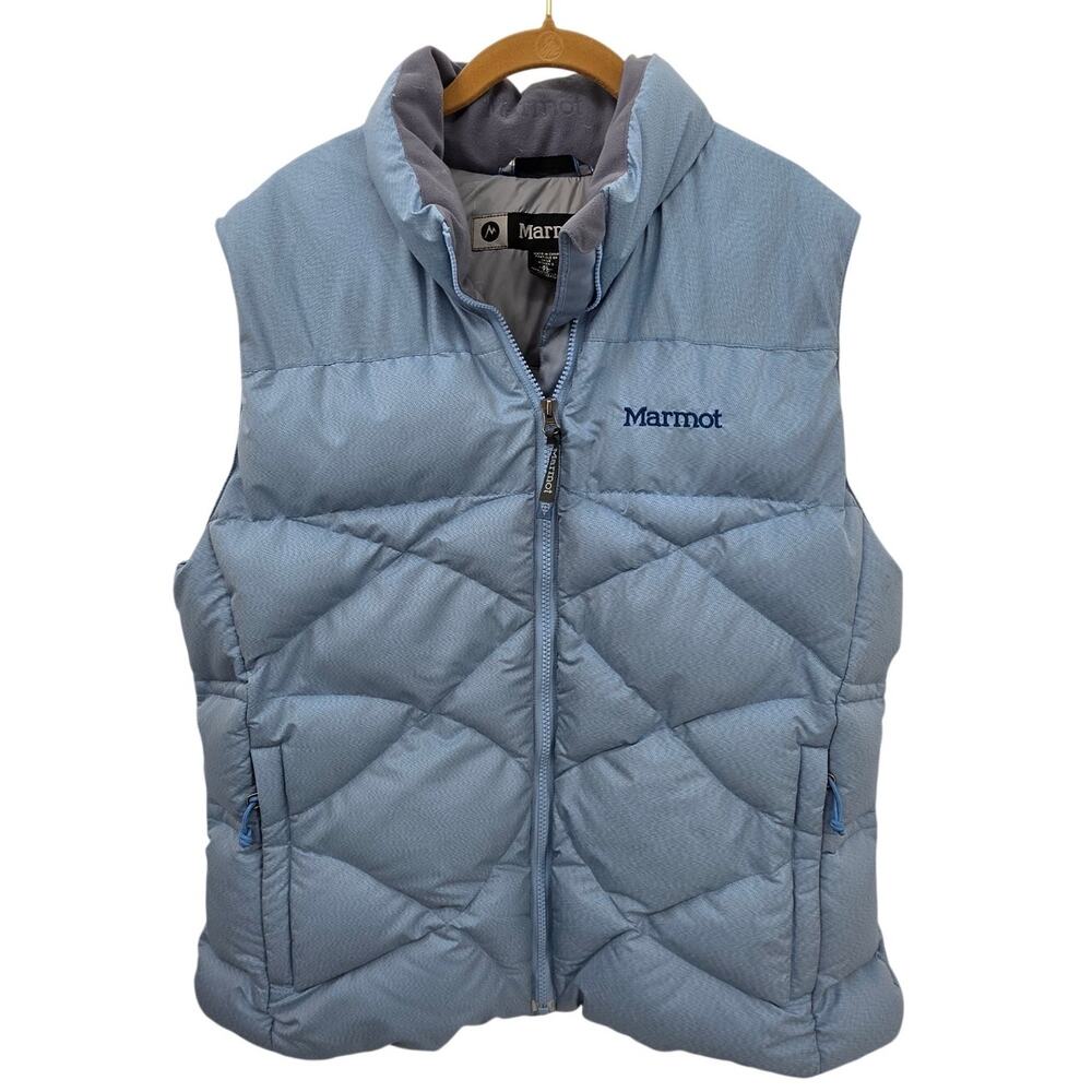 Marmot Light Blue Goose Down Puffer Vest Size XL